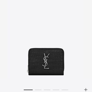 MONOGRAM COMPACT ZIP AROUND WALLET IN CROCODILE EMBOSSED SHINY LEATHER